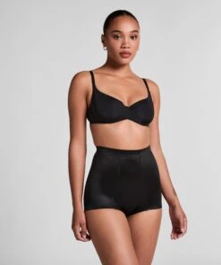 Hunkemöller Culotte Taille Haute Avec Gaine Sculptante En Dentelle Scuba- Noir