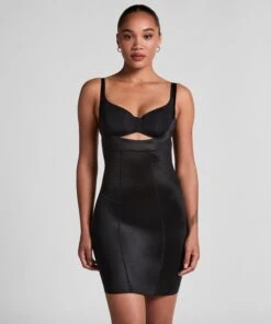 Hunkemöller Robe Sculptante En Dentelle Scuba- Noir