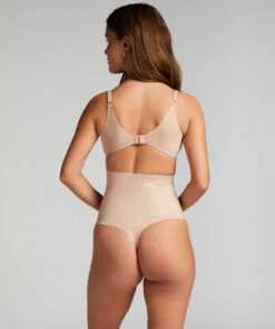 Hunkemöller String Taille Haute Avec Gaine Sculptante En Dentelle Scuba- Beige -Hunkemoller Boutique 161241 4