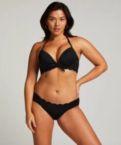 Hunkemöller Haut De Bikini à Armatures à Effet Push-up Préformé Scallop Taille A - E- Noir -Hunkemoller Boutique 191272 3
