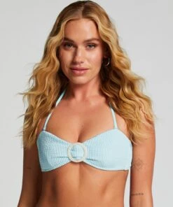 Hunkemöller Haut De Bikini Bandeau Crinkle- Bleu