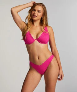 Hunkemöller Slip De Bikini Échancrés Lurex Scallop- Rose