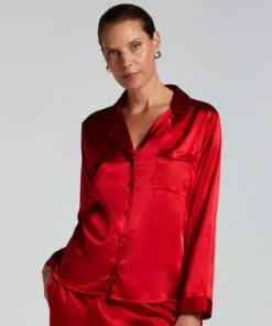 Hunkemöller Veste à Manches Longues Satin- Rouge