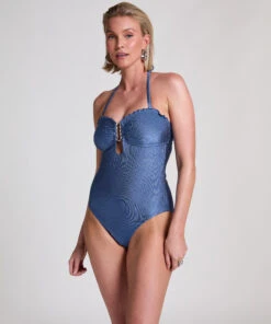 Hunkemöller Maillot De Bain Bandeau En Sardinia - Bleu