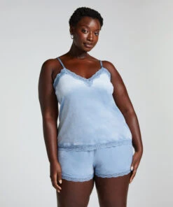 Hunkemöller Camisole Velours Dentelle- Bleu -Hunkemoller Boutique 301456 12