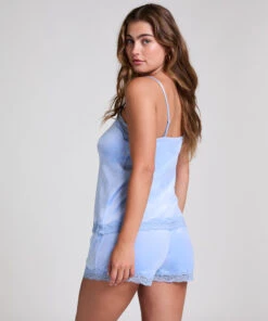 Hunkemöller Short En Velours à Dentelle- Bleu -Hunkemoller Boutique 301460 4