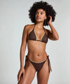 Hunkemöller Slip De Bikini Cheeky Tanga Crochet- Marron