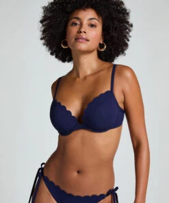 Hunkemöller Haut De Bikini à Armatures à Effet Push-up Préformé Scallop Taille A - E- Bleu