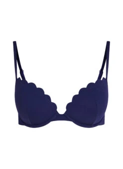 Hunkemöller Haut De Bikini à Armatures à Effet Push-up Préformé Scallop Taille A - E- Bleu -Hunkemoller Boutique 301872 5