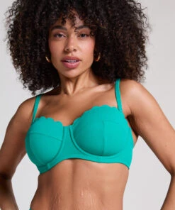 Hunkemöller Haut De Bikini Sans Bretelles Préformé à Armatures Scallop Taille E +- Vert