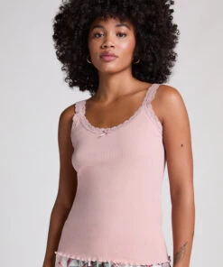 Hunkemöller Cami Dentelle Côtelé- Rose