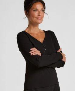 Hunkemöller Haut De Pyjama Henley- Noir