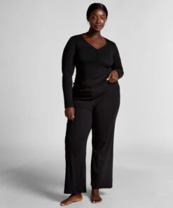 Hunkemöller Haut De Pyjama Henley- Noir -Hunkemoller Boutique 302654 12