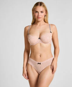 Hunkemöller Culotte Brésilienne En Forme V Avec Motif à Pois Floqués - Rose