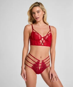 Hunkemöller Culotte Brésilienne Jambe Et Taille Haute Noeki- Rouge
