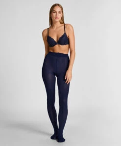 Hunkemöller Collants 50 Deniers Toucher Velours- Bleu