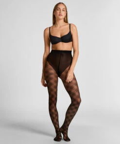 Hunkemöller Collants 15 Deniers à Carreaux- Noir