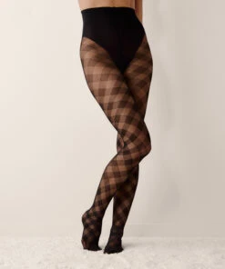 Hunkemöller Collants 15 Deniers à Carreaux- Noir -Hunkemoller Boutique 304189 17