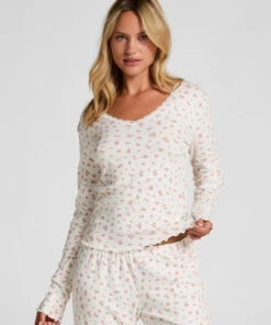 Hunkemöller Haut De Pyjama Côtelé- Blanc