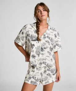 Hunkemöller Veste Tissée à Manches Courtes- Blanc -Hunkemoller Boutique 304416 3