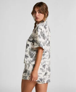 Hunkemöller Veste Tissée à Manches Courtes- Blanc -Hunkemoller Boutique 304416 4