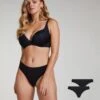 Hunkemöller Lot De 2 String Kim Cotton- Noir